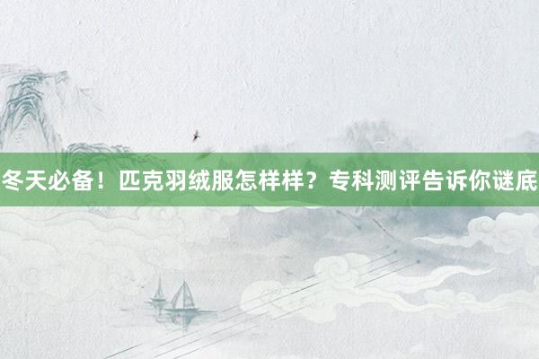 冬天必备！匹克羽绒服怎样样？专科测评告诉你谜底