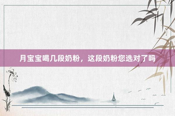 月宝宝喝几段奶粉，这段奶粉您选对了吗
